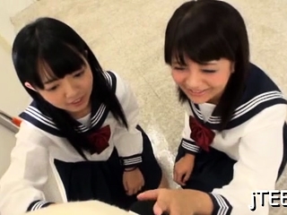 Cute schoolgirls gets will not hear of juicy snatch finger fucked hard